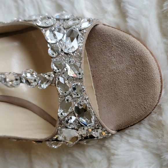 NIB Jimmy Choo Tstrap Rox Nude Crystal Shoes Size 37 - Picture 4 of 11